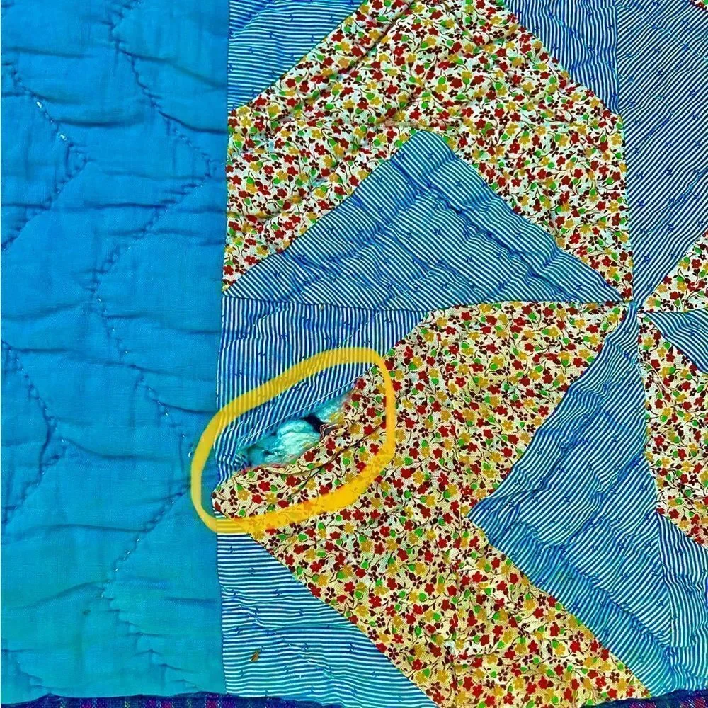 Vintage Hand Stitched Pinwheel Quilt  - 72” 1930’s-1940’s Folk Art Vibrant